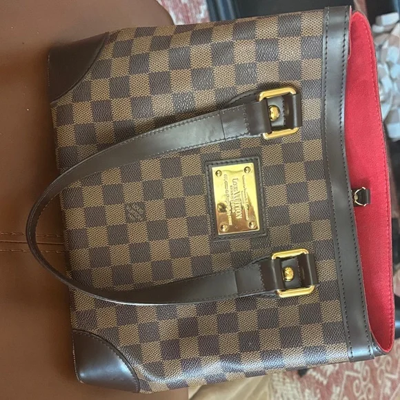 Louis Vuitton Brown Damier Ebene Tote with Red Interior - Picture 2 of 16